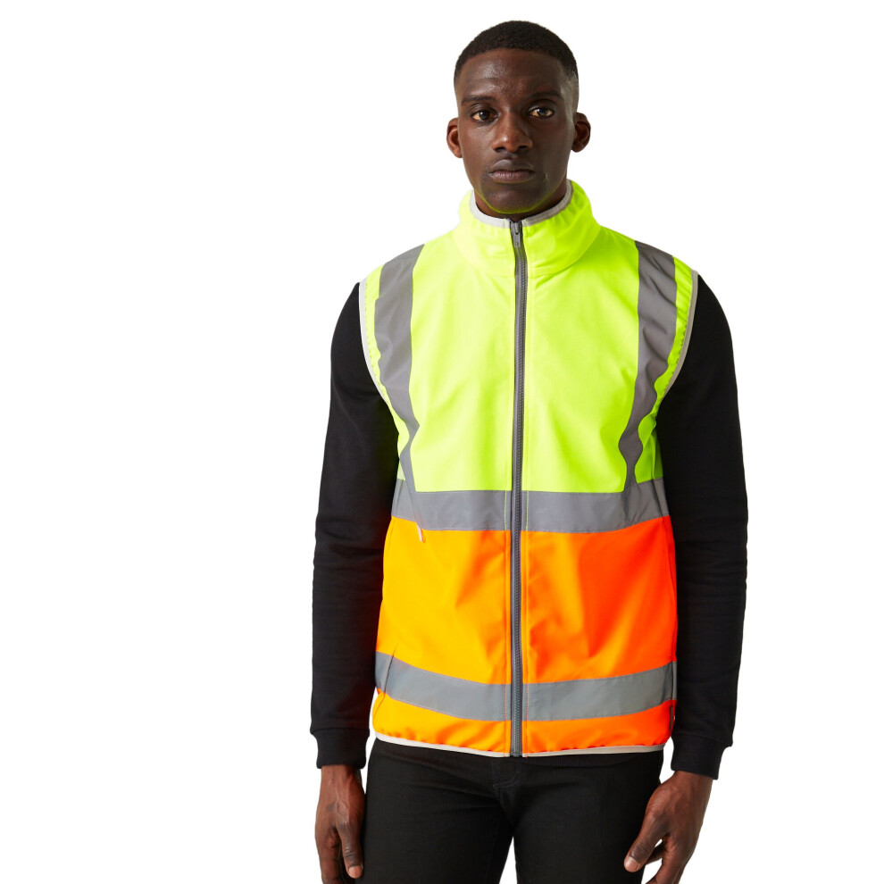 (3Xl, Yellow/Orange) Regatta Professional Mens Full Zip Hi-Vis Vest 5063527442321