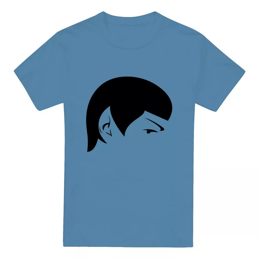 Star Trek (L, Carolina ) Unisex Adult Spock Outline T-Shirt Blue