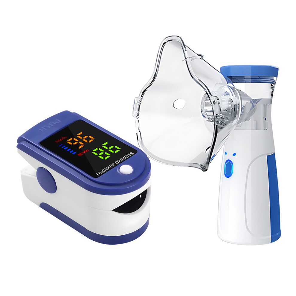 Stoyotu Blue ( Set) Ultrasonic Nebulizer Medical Grade Atomizer Baby Kids Adult For Cough Asthma Oximeter Mini Nebulizer Silent Handheld Inhaler