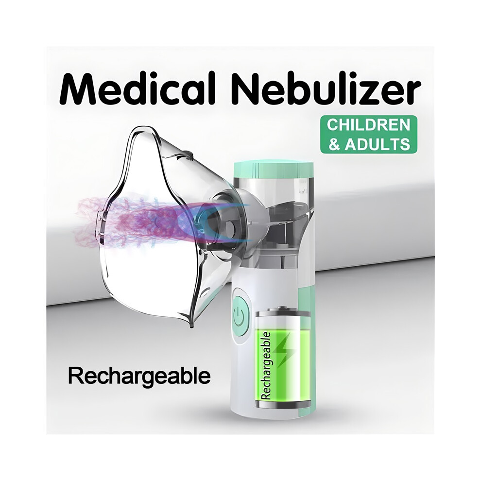 Stoyotu Green (Green) Rechargeable Portable Mini Nebulizer Silent Handheld Inhaler Ultrasonic Inhalator Mesh Atomizer Baby Adult Cough Asthma