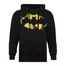 (L, Black/Yellow) Batman Mens Painted Effect Logo Hoodie