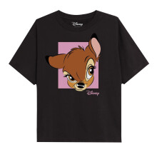 (7-8 Years, Black) Bambi Girls Face T-Shirt