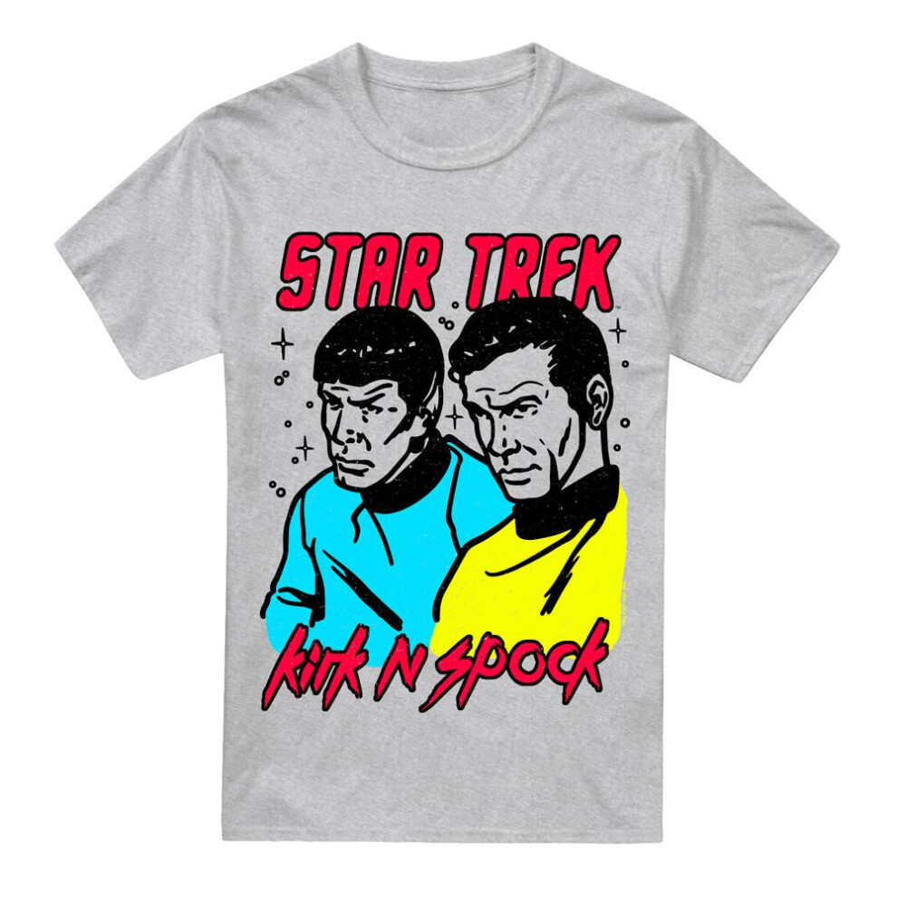 Star Trek (S, Sport Heather) Mens Kirk & Spock T-Shirt Multicoloured
