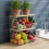 Wall-Mounted Fruit Rack with Wood-Effect Shelf 4