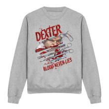 (M, Sport Heather) Dexter Unisex Adult Blood Never Lies Sweatshirt