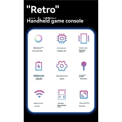 Console de Jeu Portable DC40V, Écran IPS 4 Pouces, Open Source pour Linux, Wi-Fi, Manette de Jeu 128 Go, Compatible avec  de 30 Émulateurs A 1