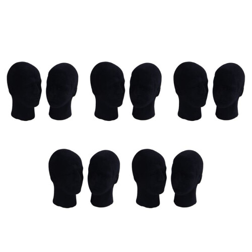 Polystyrene Black Foam Men Model Mannequin  Dummy Stand Shop Display Hat, 10 x BLACK
