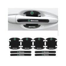 (CHEVROLET) (SKODA) Hot 8Pcs BLACK Car Door Handle Bowl Anti-Scratch Cover Guard Protector Sticker,Carbon Fiber Guard Protector Stickers