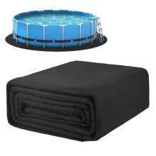 Revestimiento redondo para piscina de 3 metros (10 pies) – Alfombrilla plegable resistente a pinchazos para jacuzzi, color negro.