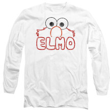 (M, White) Sesame Street Unisex Adult Elmo Letters Long-Sleeved T-Shirt