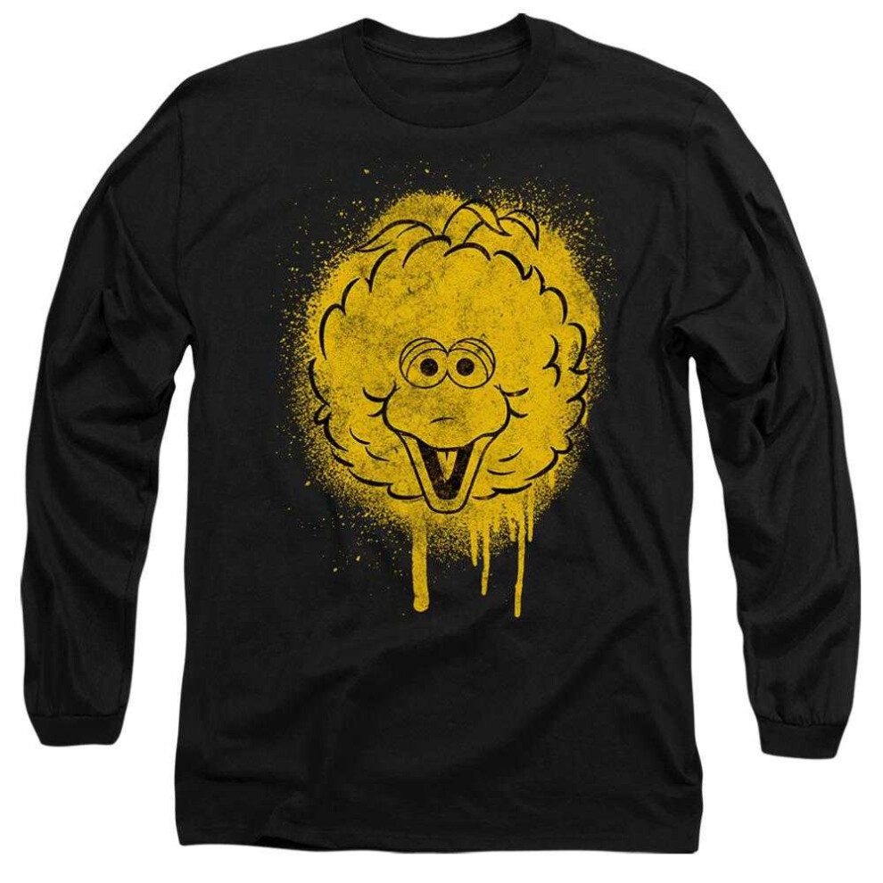Sesame Street (Xl, Black) Unisex Adult Spray Face Big Bird Graffiti T-Shirt