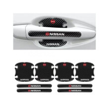 (MITSUBISHI) (NISSAN) Hot 8Pcs BLACK Car Door Handle Bowl Anti-Scratch Cover Guard Protector Sticker,Carbon Fiber Guard Protector Stickers