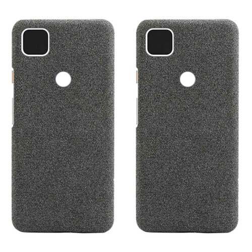 2X Phone Shell Cloth Pattern Leather Case  Pixel Anti Drop Protective Cover Suitable for  Pixel 4A(Gray)