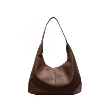 (Brown) Solid Urban Style Color Large Capacity Women Pu Leather Tote Bag for Autumn