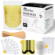 Nose Wax Kit for Men and Women, Nose Hair Removal Wax with 100g Nasal Hair Wax 20 Safe Tip Applicator, 10 wooden Applicators,10 Containers and 10Mous