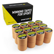 SPORTTAPE Tan Zinc Oxide Tape, 24 Rolls, 5cm x 10 m - Rigid Rayon Strapping