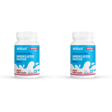 Milkaid Lactase Enzyme Chewable Tablets for Lactose Intolerance Relief, Prevents Gas, Bloating & Diarrhoea, Gluten Free & Vegan, Rasberry, 120 Count