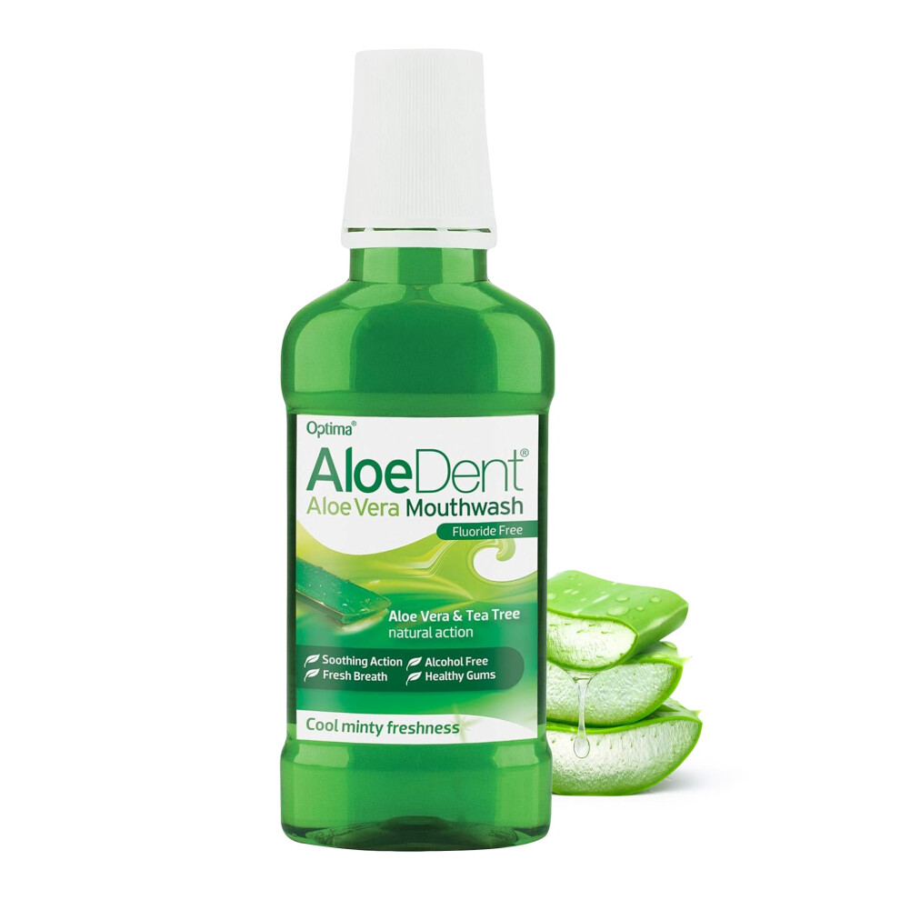 Aloe Dent Optima Aloedent, Aloe Vera Mouthwash Fluoride Free, Natural Action, Vegan, Cruelty Free, Sls Free, Alcohol Free, Healthy Gums, 250 Ml