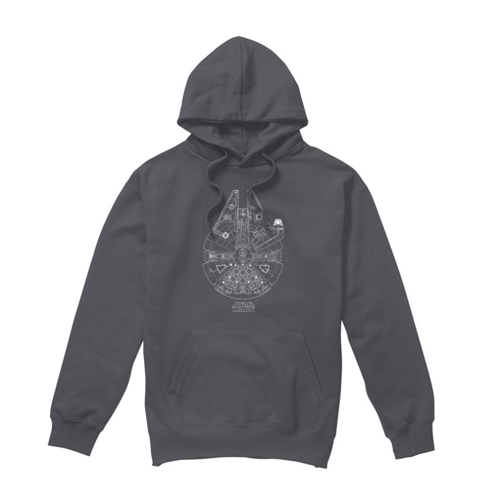 Star Wars (Xl, Charcoal) Unisex Adult Millenium Lines Hoodie Multicoloured