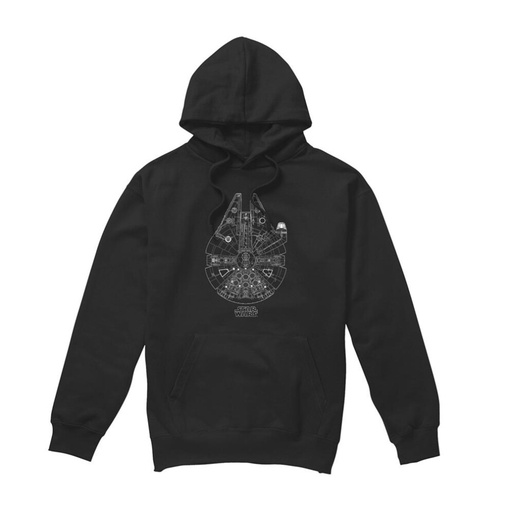 Star Wars (M, ) Unisex Adult Millenium Lines Hoodie Black