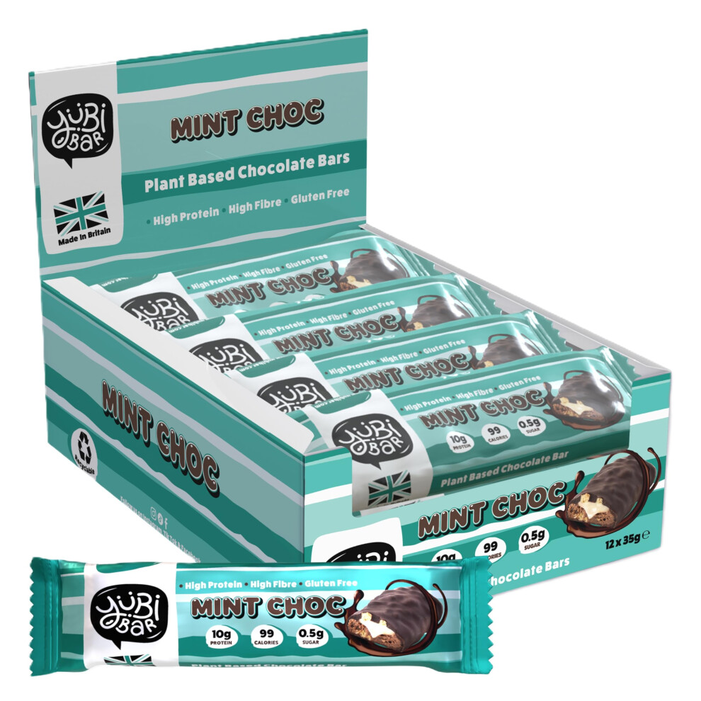 Yubi Bar Yubi Mint Choc - 12 Pack - Protein Bars - 99 Calories, High Protein, High Fibre, Low Sugar, Gluten Free And Dairy Free - Healthy Snacks/Nutrition Bar