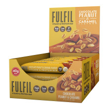 FULFIL Vitamin and Protein Bars, Chocolate Peanut & Caramel Flavour, Up to 15g High Protein Snacks, 9 Vitamins, Low Sugar FULFIL Protein Bars, 15 x 4