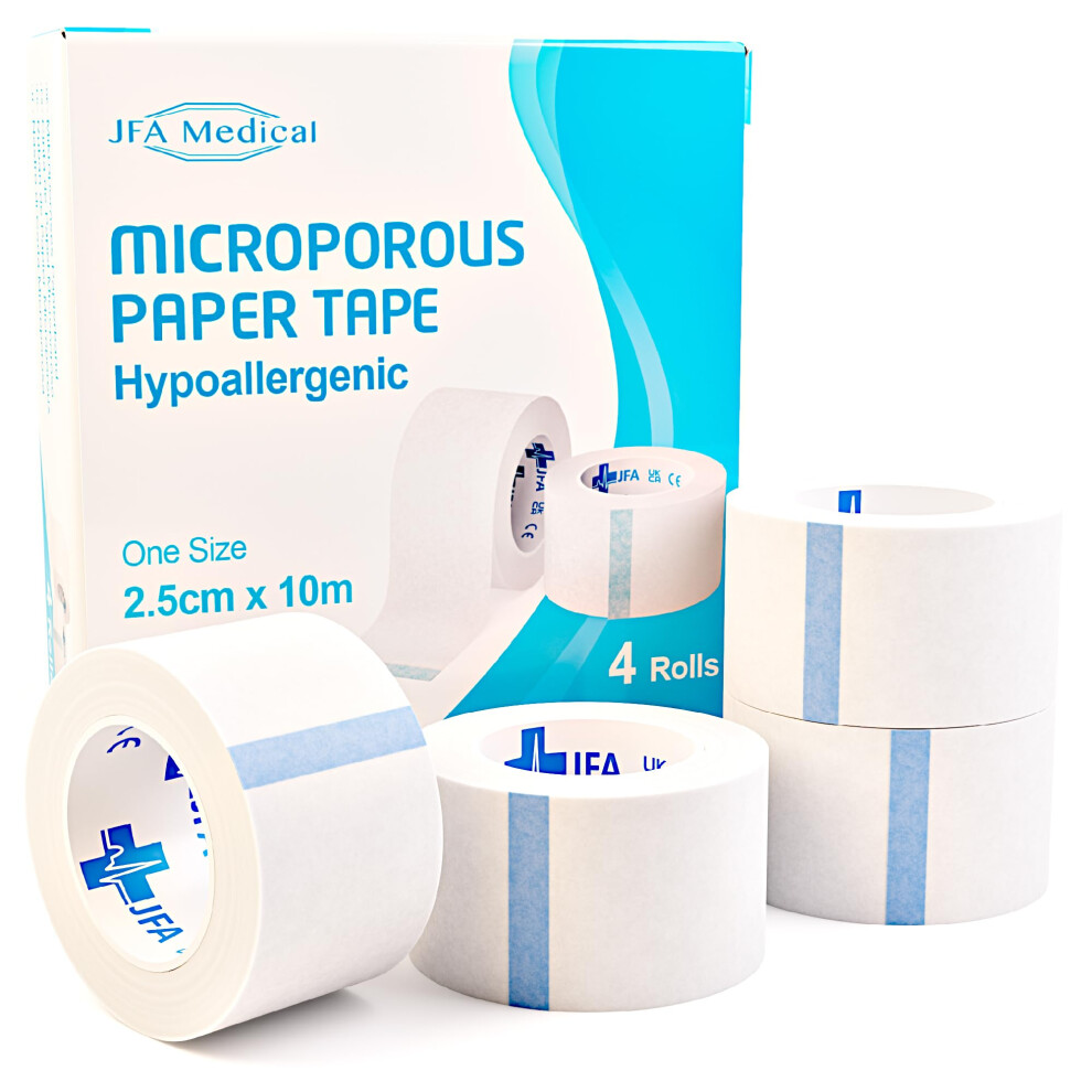 Jfa Medical Microporous Surgical Tape First Aid Medical Tape 2.5Cm X 10M - Pack Of 4 Rolls