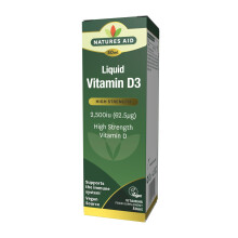 Natures Aid Vitamin D3 Liquid 2500iu 50ml – High Strength Cholecalciferol VIT D Drops – Bone & Immune Support – Vegan, Non-GMO, Gluten-Free –