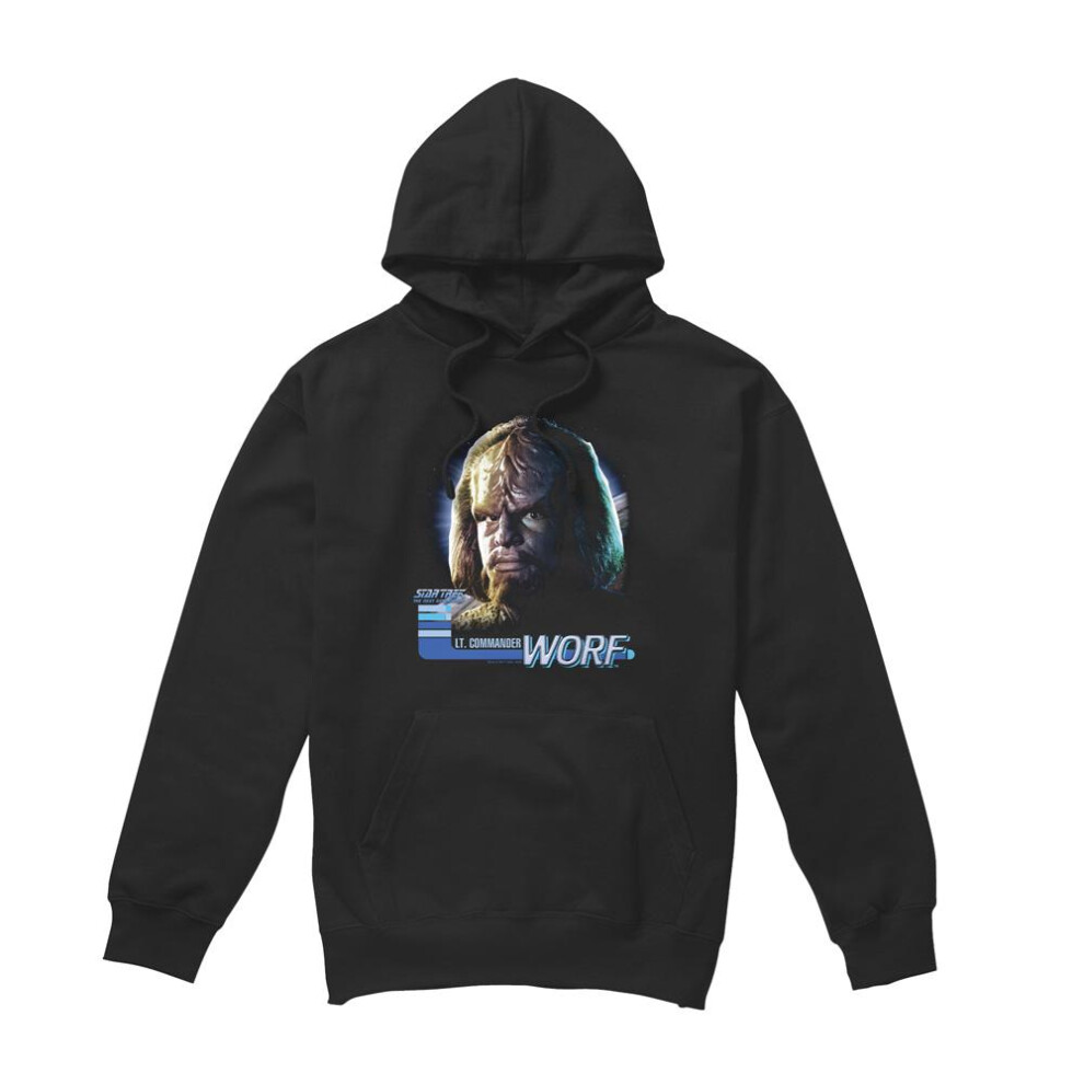 Star Trek (M, ) Mens The Next Generation Worf Hoodie Black