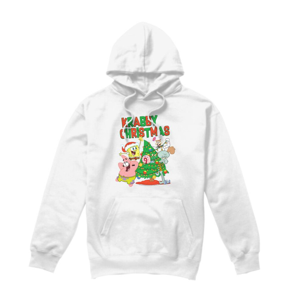 Spongebob Squarepants (Xxl, White) Mens Decorating Christmas Tree Hoodie