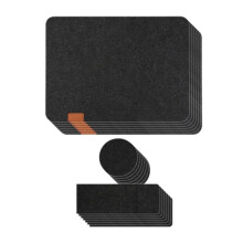 7 Set Washable Placemats Table Mats Glass Knife Fork Coasters Cutlery Bags Set Insulation Pads Black