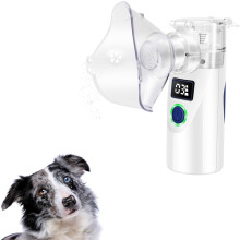 (white) Electronic Pet Nebulizer for Cats and Dogs - Portable Animal Nebulizer for Breathing & Respiratory Care