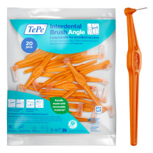 TePe Interdental Brush Angle, Orange, 0.45mm/ISO 1, 20pcs, Interspace Cleaning, Plaque Remover for Teeth with Narrow Gaps, ensures Strong Gums
