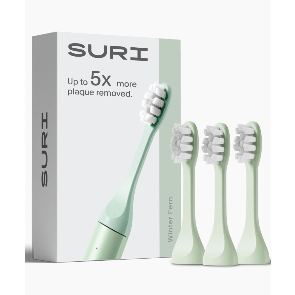 Suri Recyclable Plant-Based, Electric Toothbrush Heads - Long Lasting Replacement Heads | Compatible Only With Sonic Electric Toothbrush - Winte