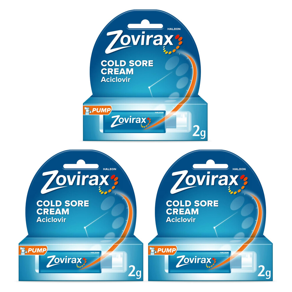 Zovirax Cold Sore Treatment Cream, Pump Dispenser, 2 G (Pack Of 3)