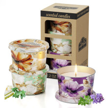 3 Pack Scented Candles-Lavender & Thyme, Vanilla Cake, Jasmine & Musk & Sandalwood, Travel Tin Candle Set, 2.2oz Each, 8-10h Burn Time, Soy Wax, Cott