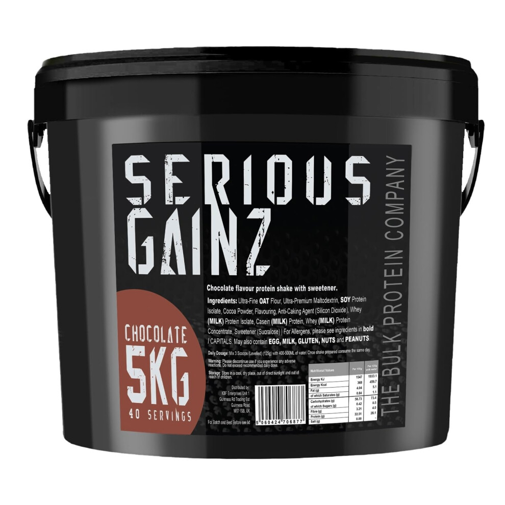 The Bulk Protein Company , Serious Gainz - Whey Protein Powder - Weight Gain, Mass Gainer - 30G Protein Powders (Chocolate, 5Kg)