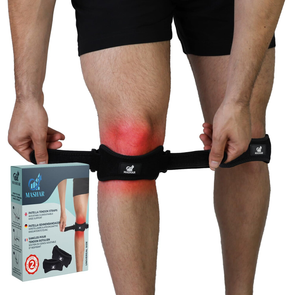 2 Pack Patella Tendon Knee Straps for Knee Pain Relief â Adjustable Tendon Suppo