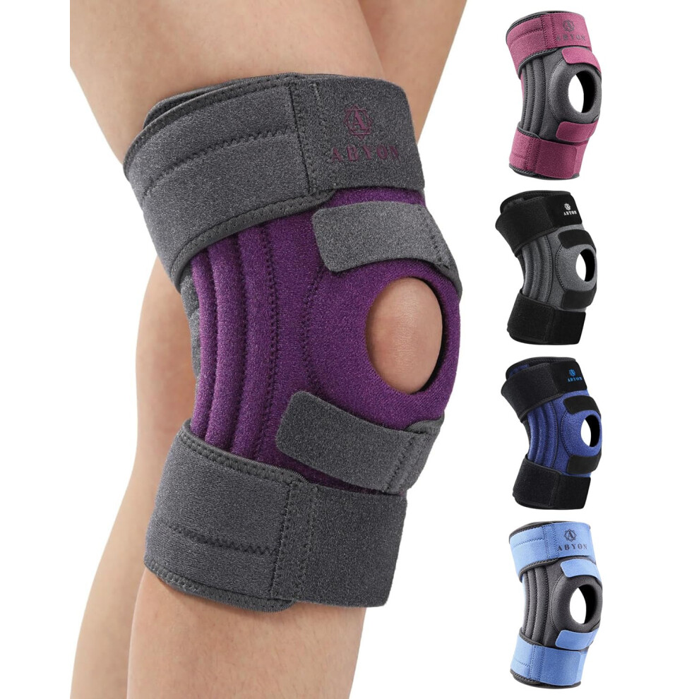 Abyon Knee Support For Men & Women Arthritis, Meniscus Tear, Acl, Knee Brace With Triple Side Stabilizers And Adjustable 360 Wraparound Strap For Ma