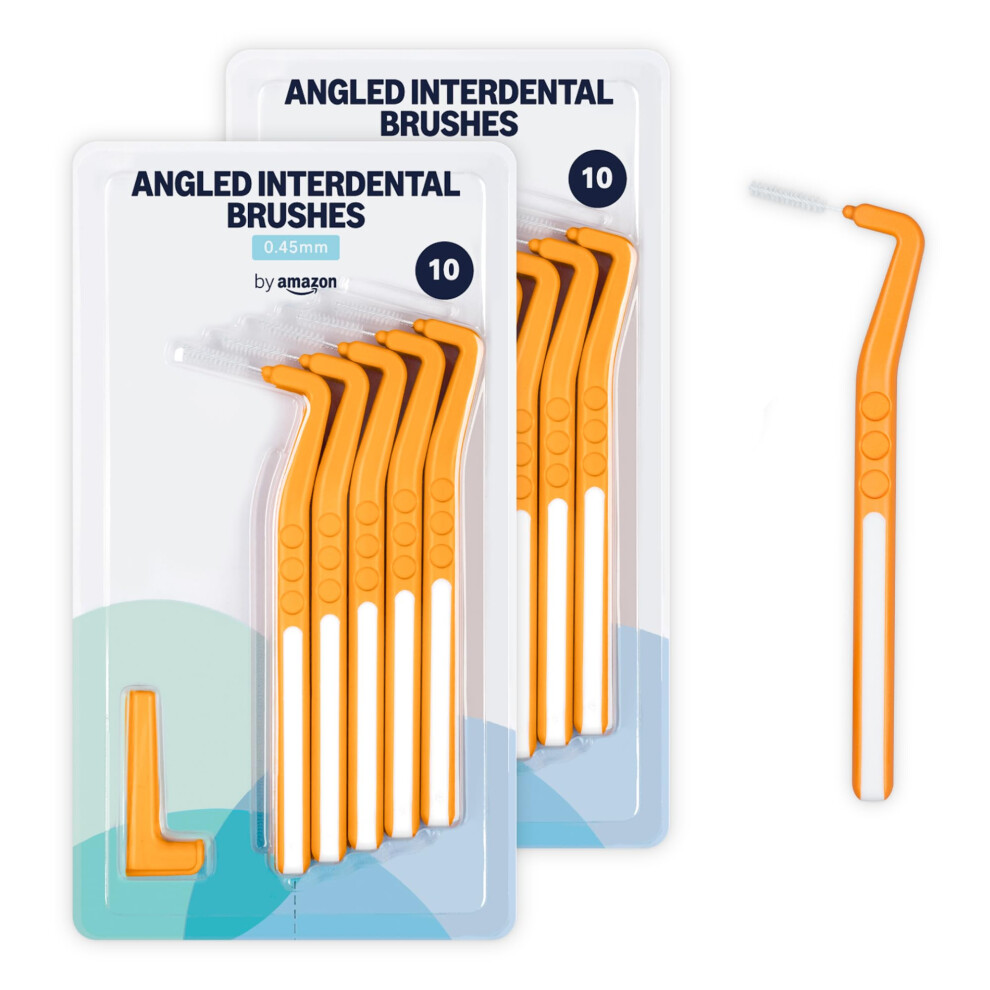 By Amazon Medium Reach Angled Interdental Brush 0.45Mm 20Pcs Â 2 Packs Of 10Pcs, Orange