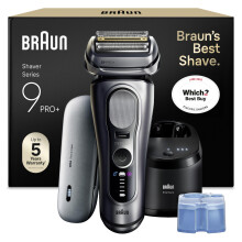 Braun Series 9 PRO+ Electric Shaver for Men, 9677CCE, Silver - Wet & Dry Razor, 5+1 Ultra Thin Precision Blades, Pro SensoAdapt Technology, Rechargea