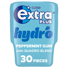 Wrigley's Extra Plus Hydro Spearmint Sugar Free Chewing Gum Bottle, 30 Pieces - Reduces Oral Dryness Mint Gum - Air Travel Essentials, Work & Road Tr