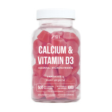 Vitamin D3 Calcium Gummies - 1000IU Vitamin D3 & 500mg Calcium – Strawberry Flavour - 60 Vegan Gummies by Alpha01