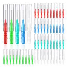 FUYOAL 50 Pieces Interdental Brushes, Dental Brushes Dental Floss Brush Teeth Flossing Brushes Dental Floss Brush for Cleaning Tooth (5 Colors), Blue
