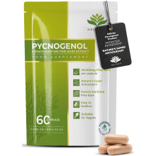 Pycnogenol French Maritime Pine Bark Extract - 60 Capsules | Providing Naturally Powerful Bioflavonoids | High Bioavailability Pycnogenol | Suitable