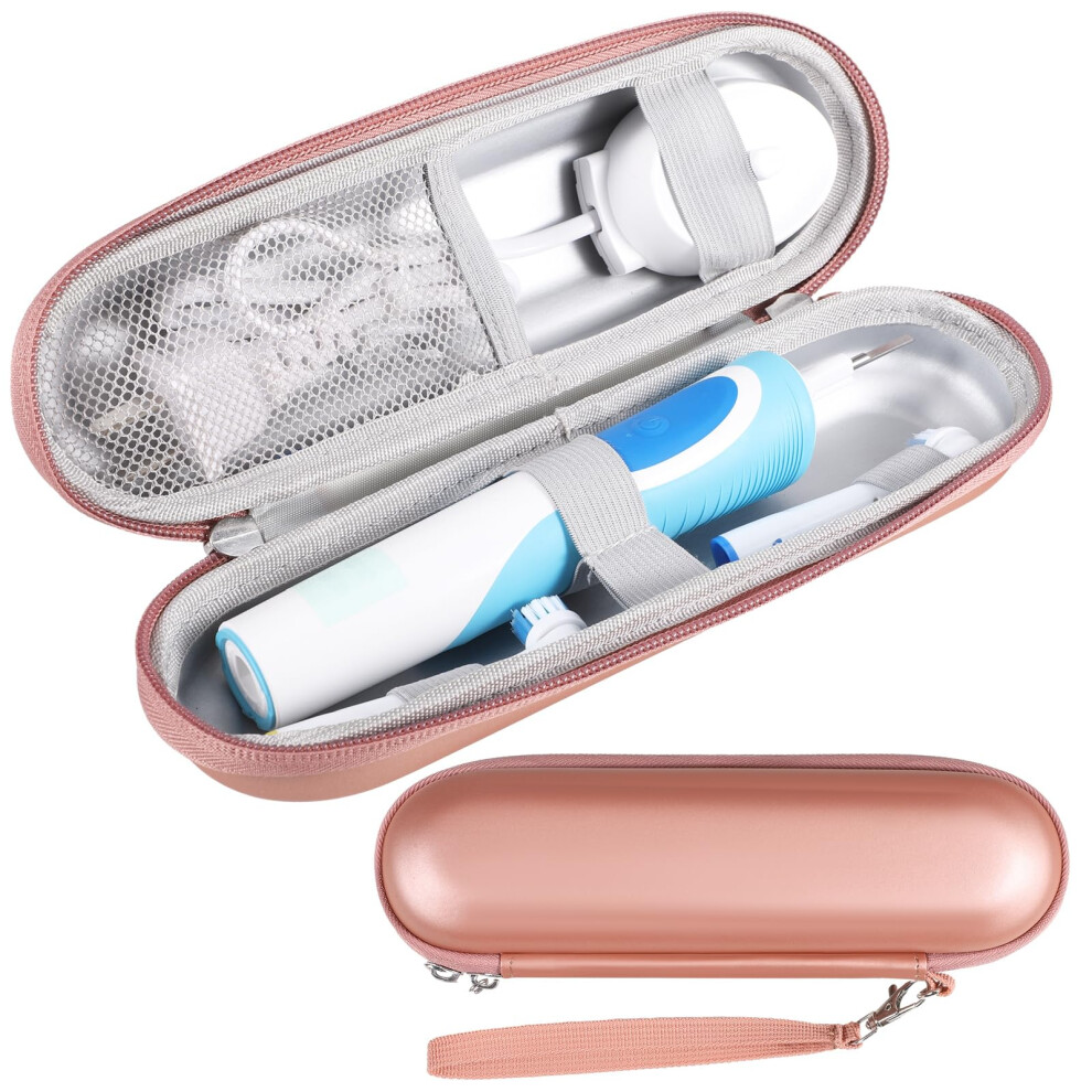 Hemiks Electric Toothbrush Travel Case, Portable Electric Toothbrush Case With Accessories Storage, Toothbrush Holder For Travel School Business Trips (Rose