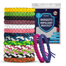 BREXTER Mosquito Repellent Bracelet, Pack of 15 Adjustable Leather Bands with N
