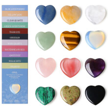 Sahoottie 12 Pcs Healing Crystal Gifts with 12 Pcs Introduction Card,Natural Crystals and Gemstone Set,Reiki Polished Pocket Stone,Spiritual Gifts fo