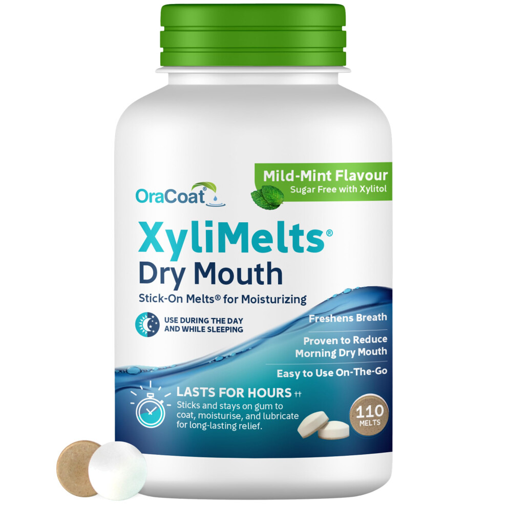 Xylimelts Dry Mouth Relief Discs Mild Mint (110 Count) Â Xylitol Oral