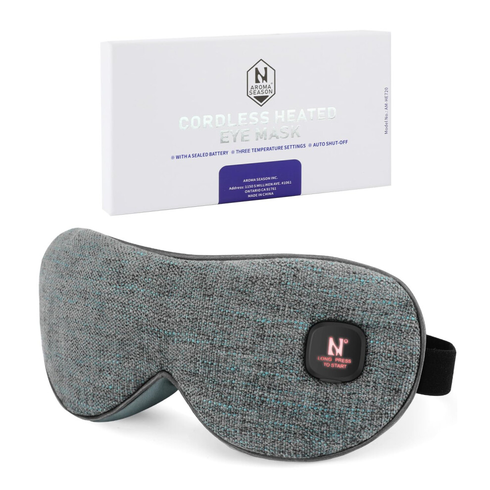 Aroma Season Grey Heated Eye Mask, Moist Heat Eye Compress With Cordless Design, For Blepharitis And Dry Eyes Treatment (Grey)